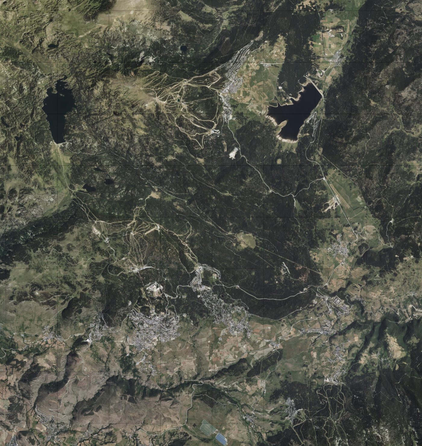 Vue satellite du plateau de Cerdagne et du Capcir : Font-Romeu, Bolquère et Les Angles